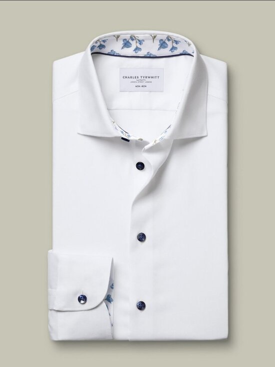 Charles Tyrwhitt Other - Charles Tyrwhitt Non-Iron Stretch Floral Print Trim Shirt, White, 15.5" Slim Fit